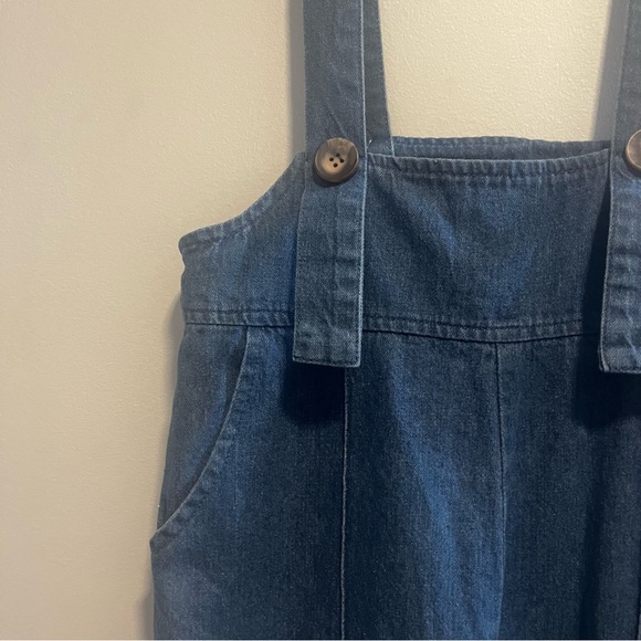 LE LIS Denim Jean Wide Leg Overalls - Picture 6 of 14